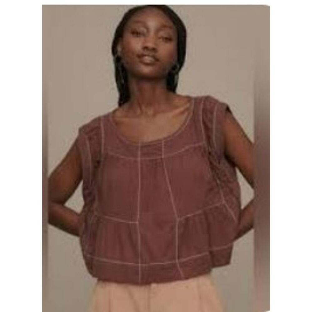 Anthropologie sleeveless patchwork Top Mauve Purple Women XS Fairy Peasant Boho
